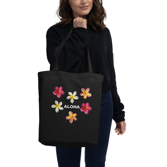 Aloha Plumeria Eco Tote Bag - White Aloha
