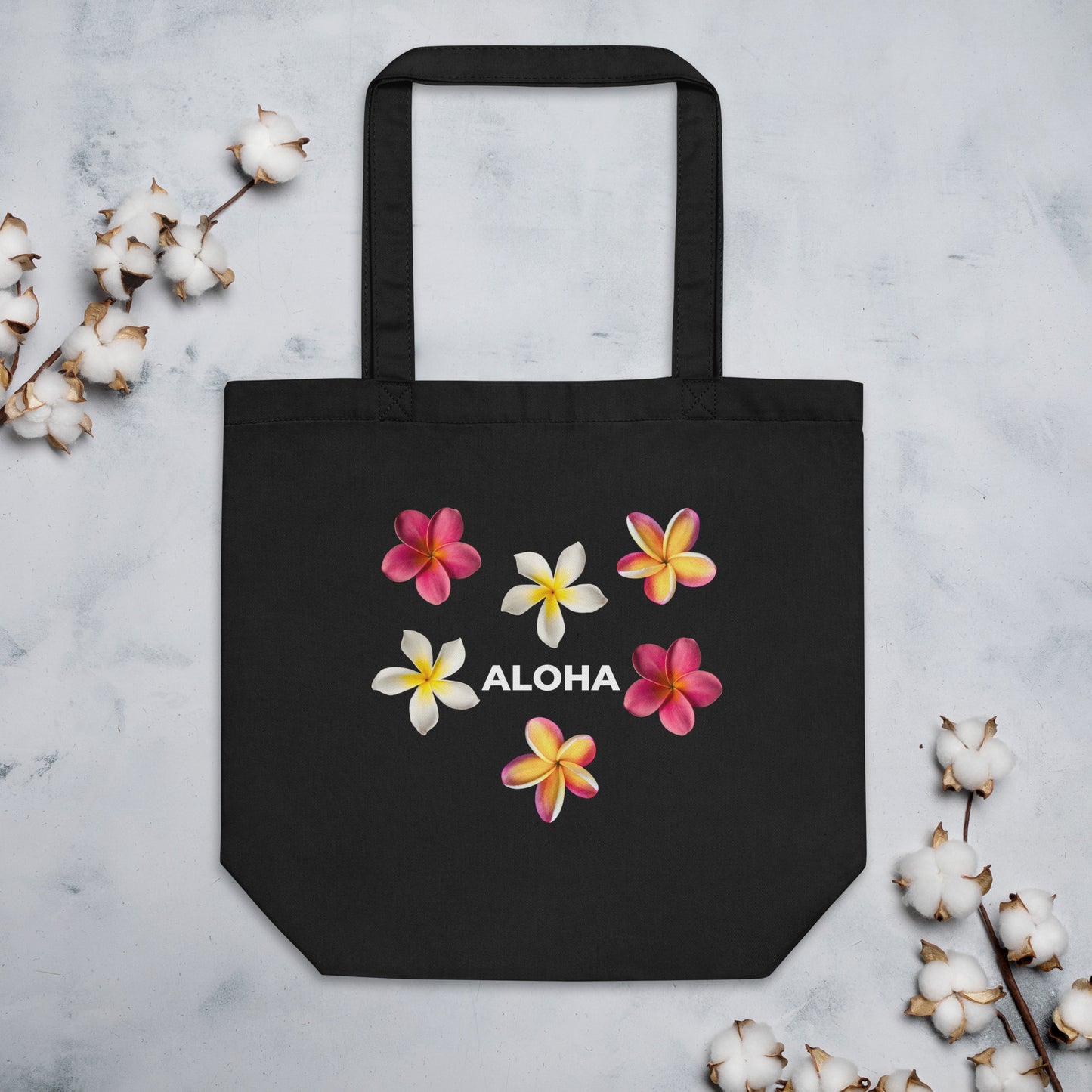 Aloha Plumeria Eco Tote Bag - White Aloha