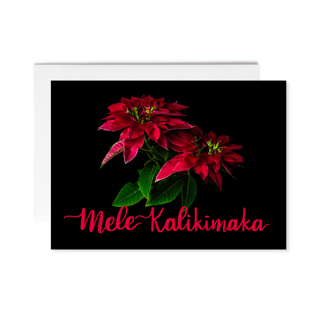 Notecard - Poinsettia Pair - Mele Kalikimaka
