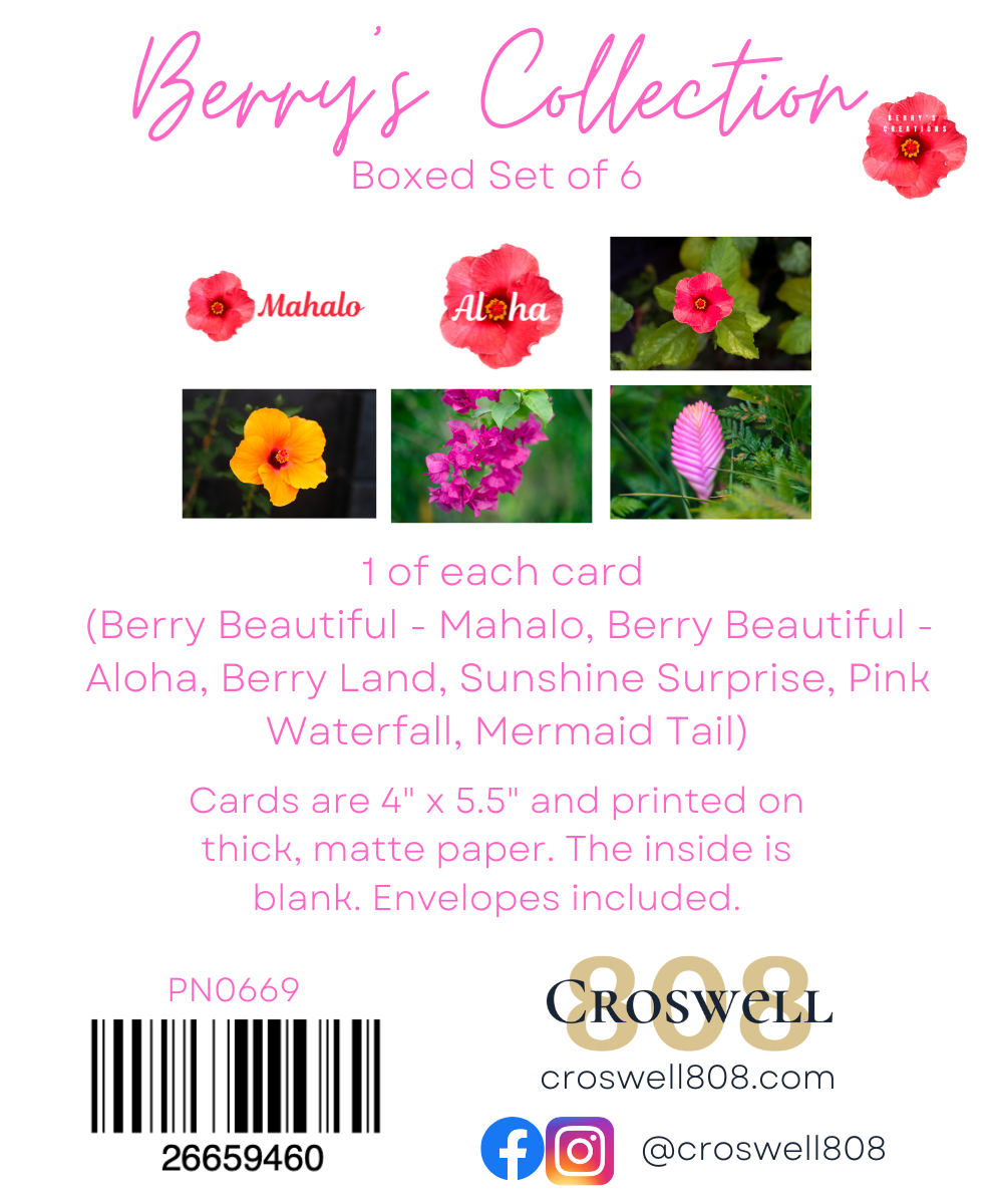 Berry's Collection label showing the six cards included in the boxed sets