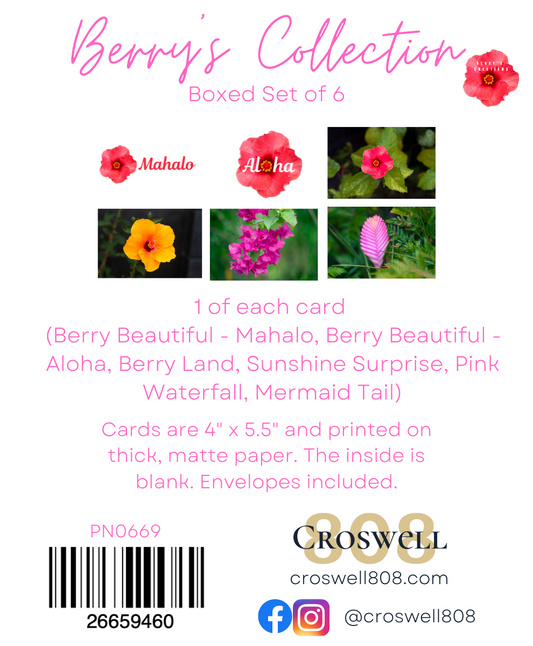 Berry's Collection label showing the six cards included in the boxed sets